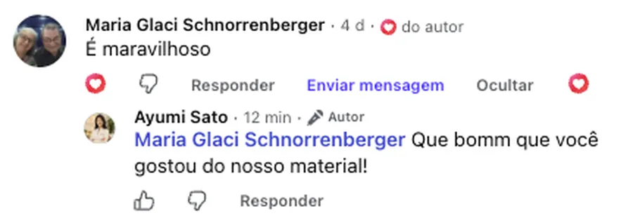 Depoimento de cliente 4 no Facebook