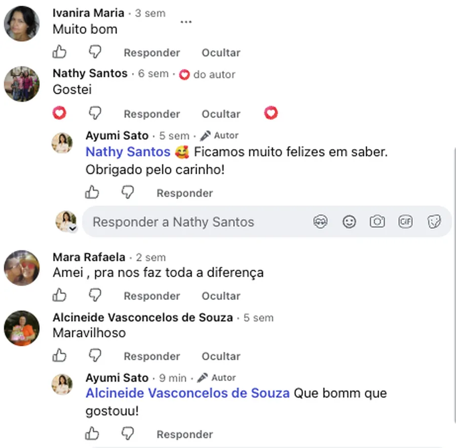 Depoimento de cliente 5 no Facebook