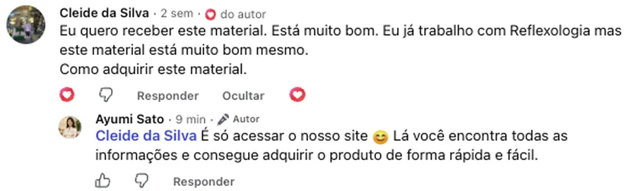 Depoimento de cliente 2 no Facebook
